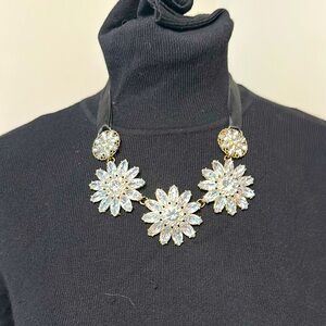 Charming Charlie rhinestone flower statement necklace